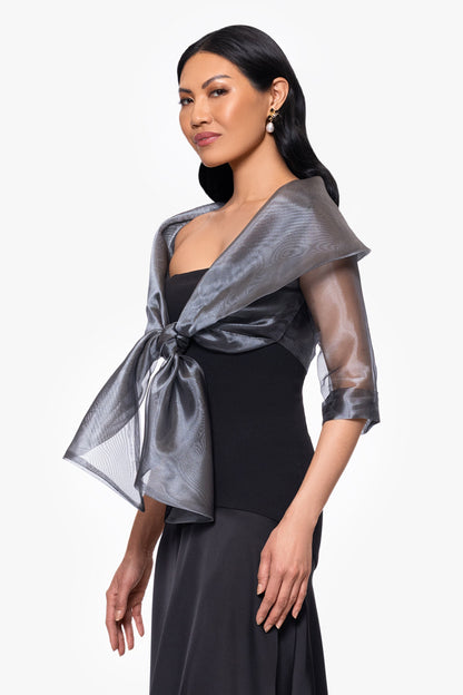 "Agnes" Organza 3/4 Sleeve Shawl Wrap Gunmetal XSCAPE
