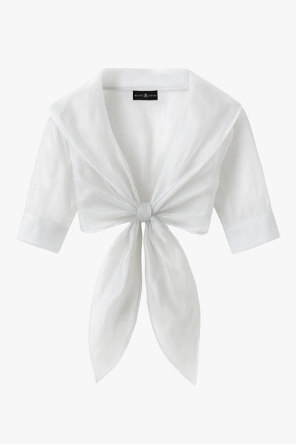 "Agnes" Organza 3/4 Sleeve Shawl Wrap Ivory XSCAPE