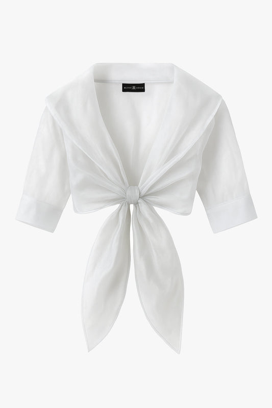 "Agnes" Organza 3/4 Sleeve Shawl Wrap Ivory XSCAPE