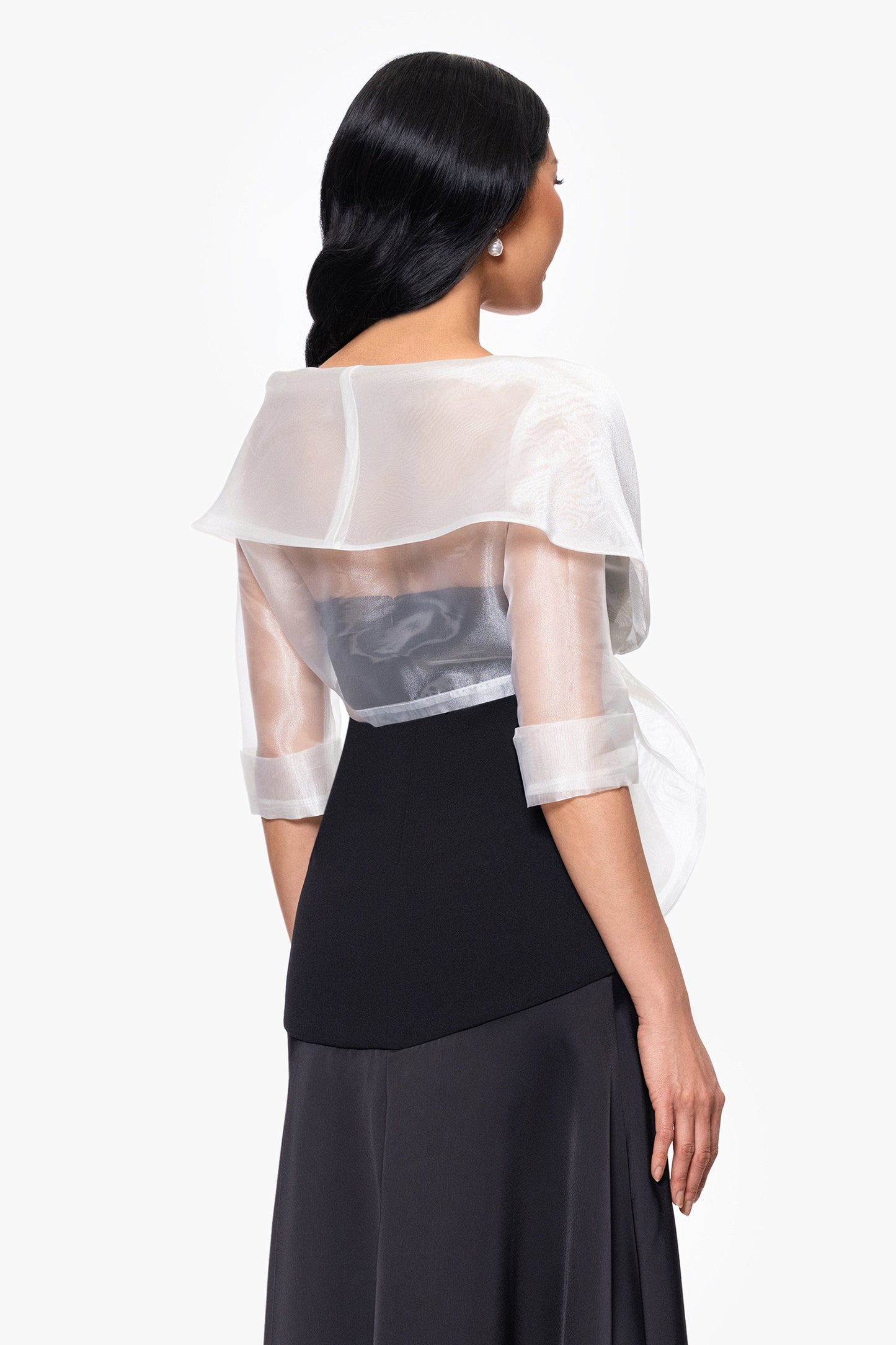 "Agnes" Organza 3/4 Sleeve Shawl Wrap Ivory XSCAPE