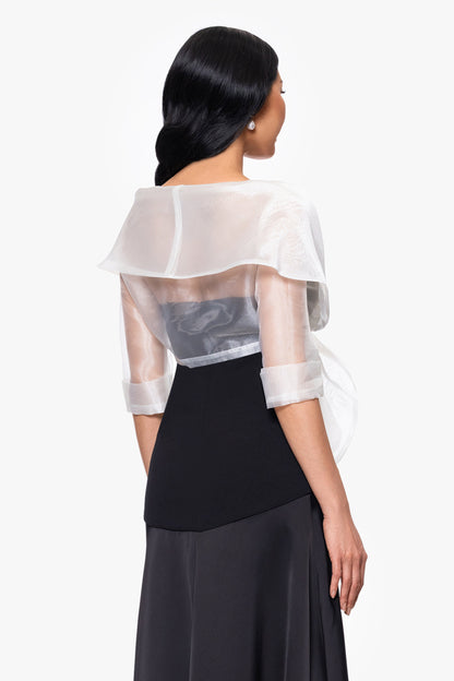 "Agnes" Organza 3/4 Sleeve Shawl Wrap Ivory XSCAPE