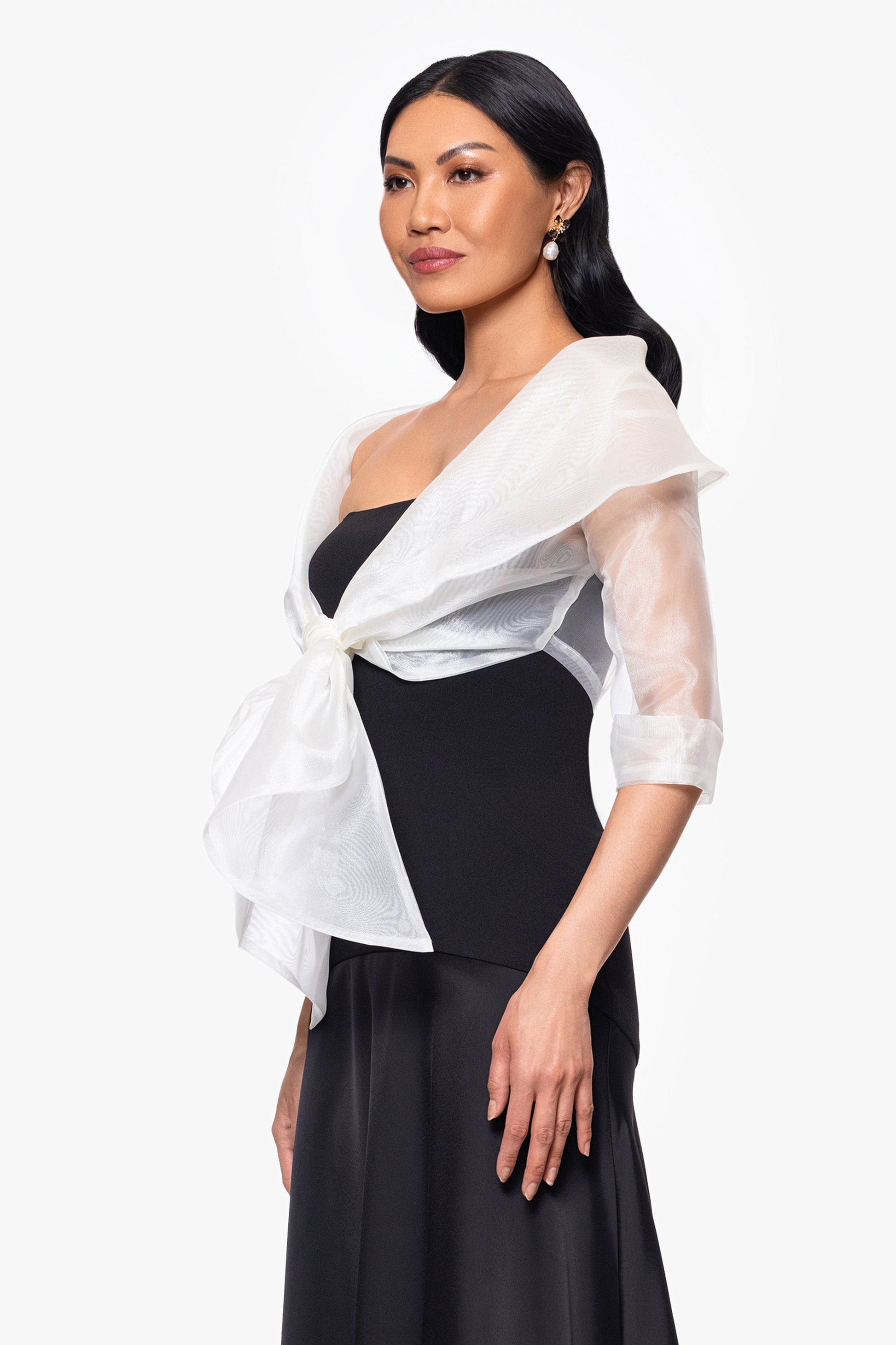 "Agnes" Organza 3/4 Sleeve Shawl Wrap Ivory XSCAPE