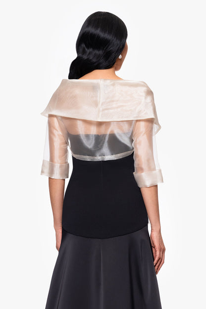 "Agnes" Organza 3/4 Sleeve Shawl Wrap Khaki XSCAPE