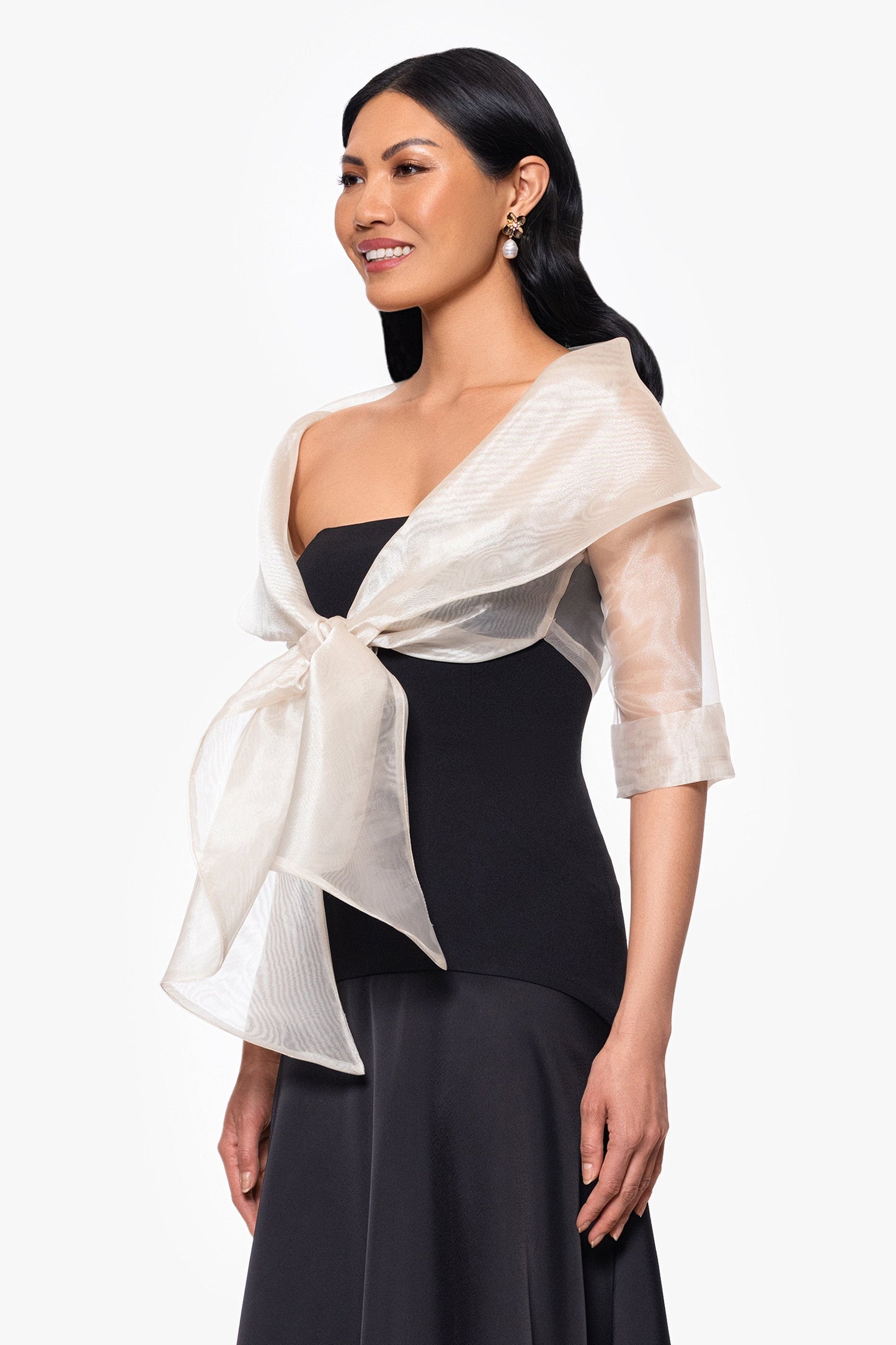 "Agnes" Organza 3/4 Sleeve Shawl Wrap Khaki XSCAPE