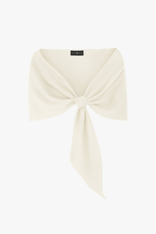 "Carol" Techno Scuba Shawl Wrap Ivory XSCAPE