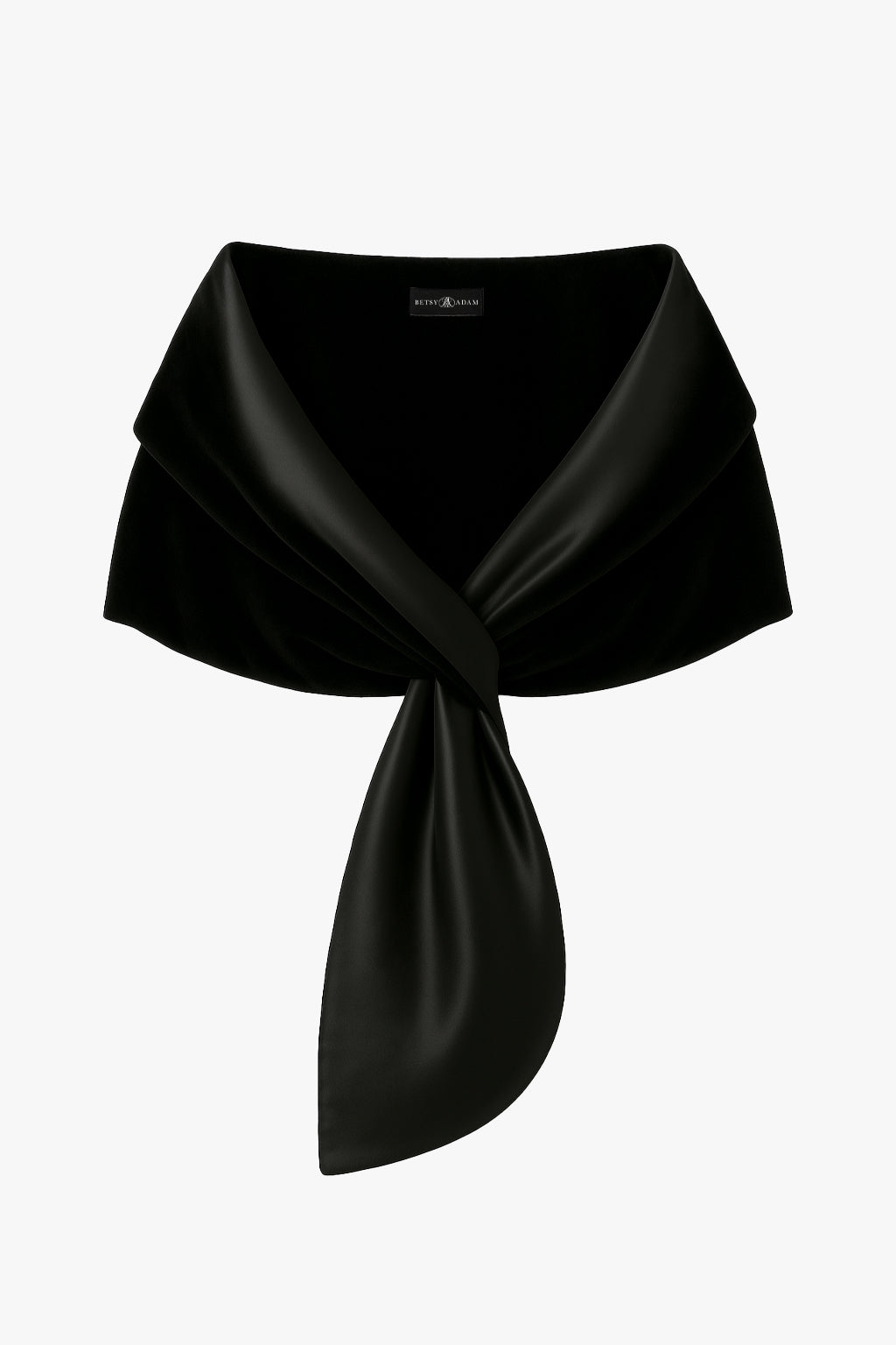 "Rosemary" Velvet and Satin Pull Through Shawl Wrap Black XSCAPE