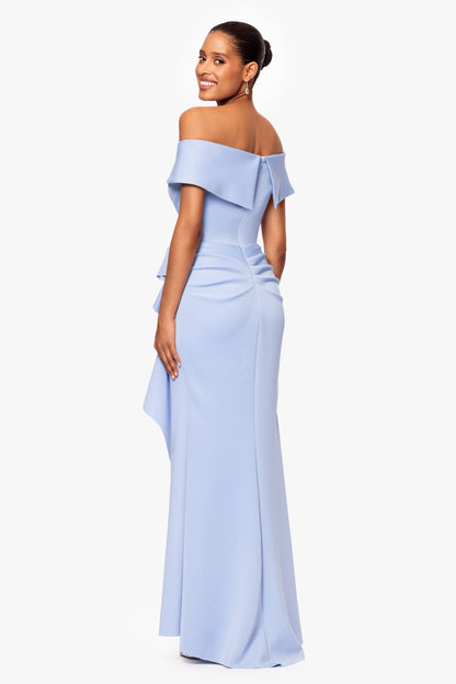 "Patti" Techno Scuba Off The Shoulder Dress Periwinkle XSCAPE