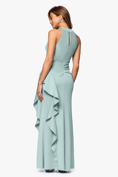 "Gigi" Techno Scuba Cross Neck Dress Sage XSCAPE