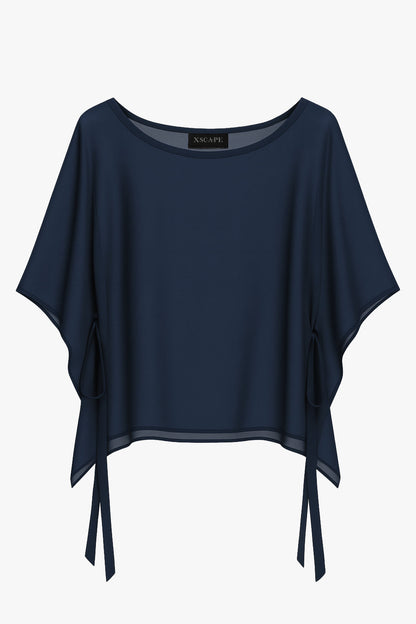 "Demi" Chiffon Pullover Shawl Wrap Navy XSCAPE