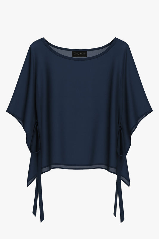 "Demi" Chiffon Pullover Shawl Wrap Navy XSCAPE