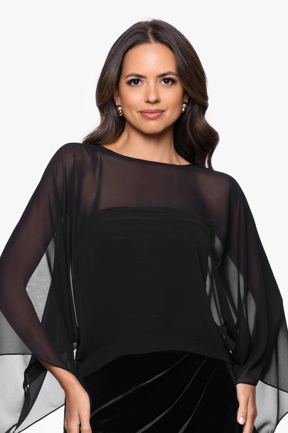 "Demi" Chiffon Pullover Shawl Wrap Navy XSCAPE