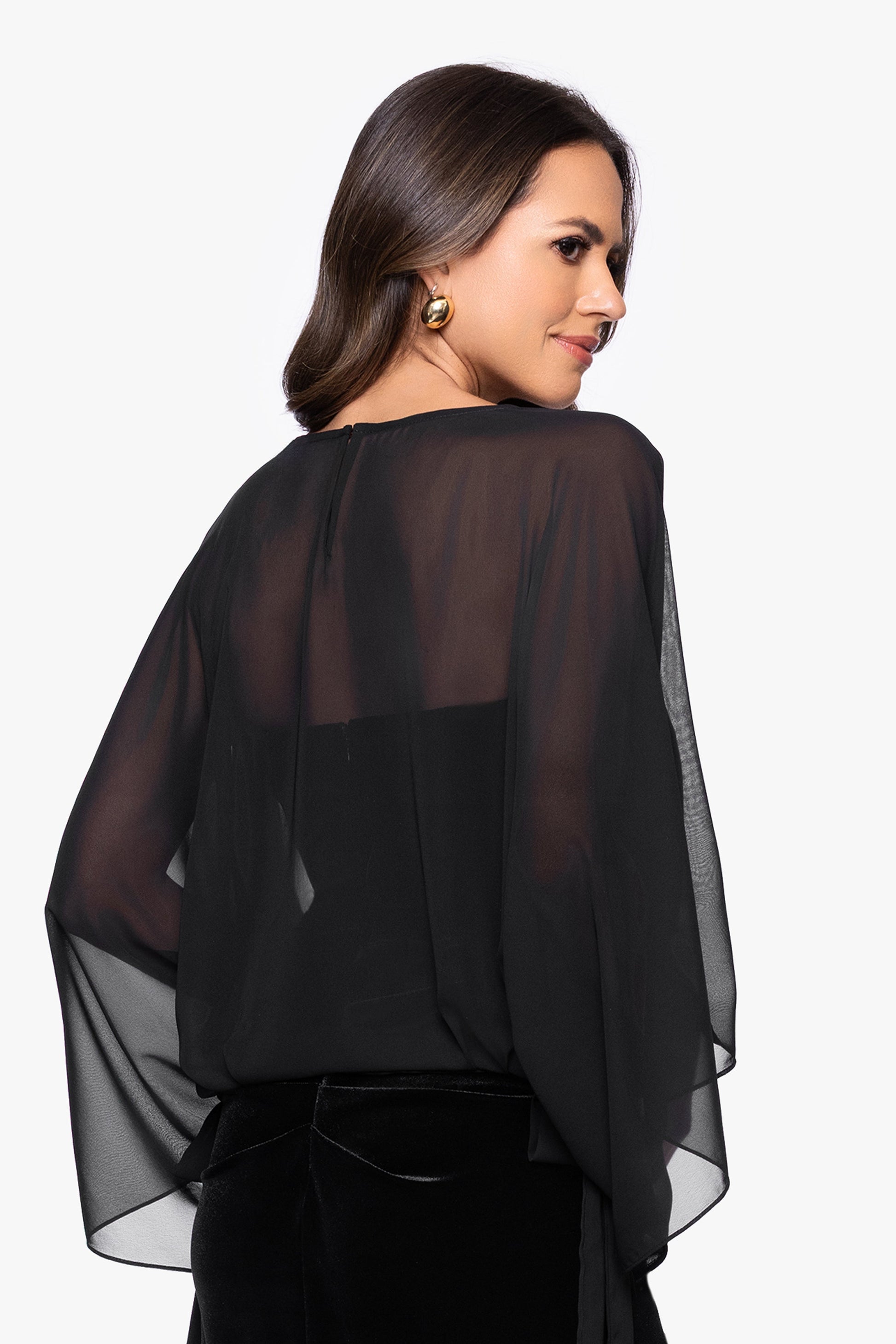 "Demi" Chiffon Pullover Shawl Wrap Navy XSCAPE