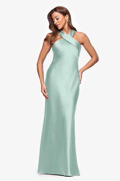"Francesca" Satin Halter Tie Neck Dress Sage XSCAPE