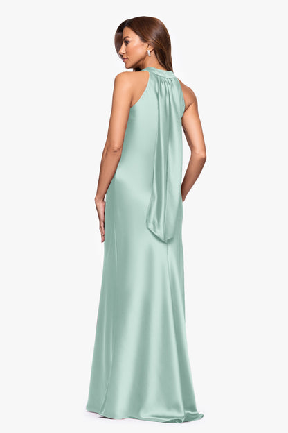 "Francesca" Satin Halter Tie Neck Dress Sage XSCAPE