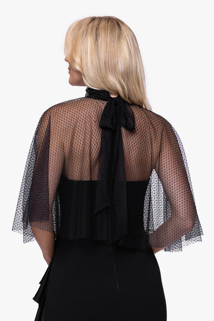 "Sonia" Mesh High Neck Tieback Capelet Black XSCAPE