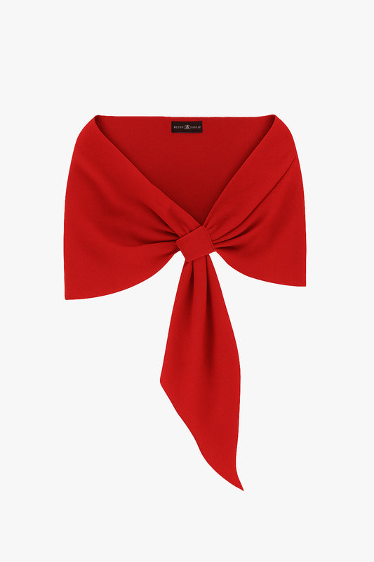 Plus "Carol" Techno Scuba Pull Through Shawl Wrap | Betsy & Adam Red XSCAPE