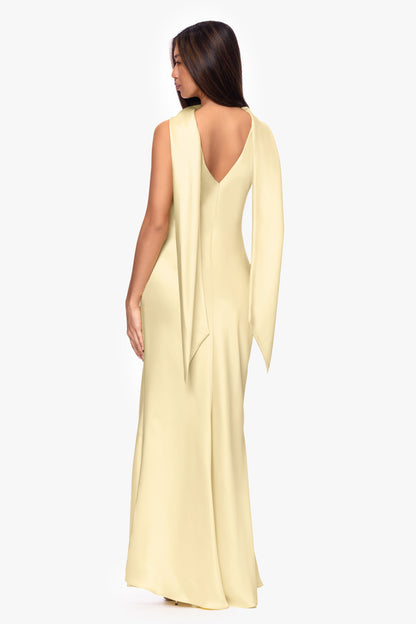 "Mackenzie" Satin Back Sash Dress Butter XSCAPE