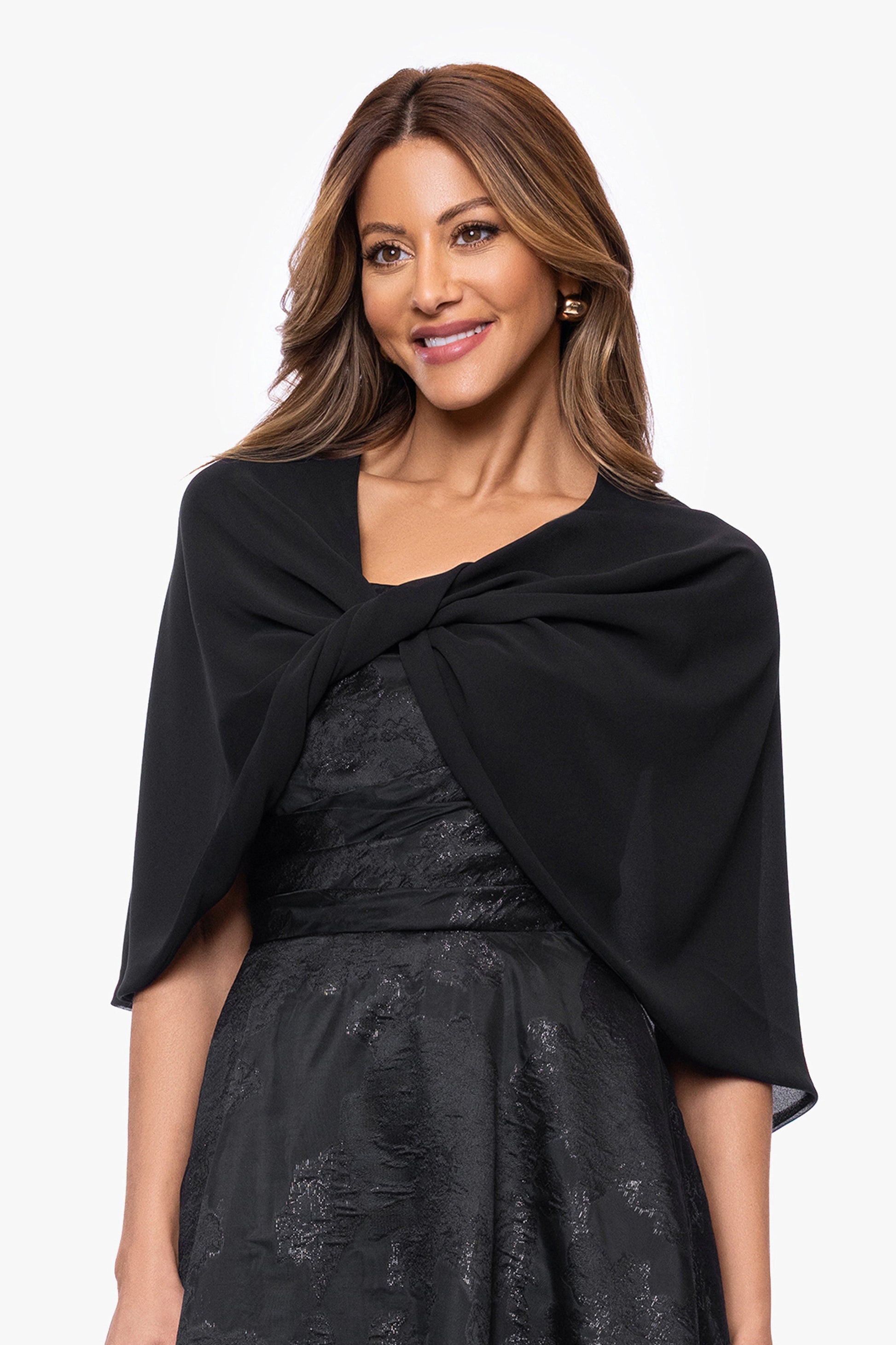 "Nikita" Chiffon Twist Shawl Wrap Black XSCAPE