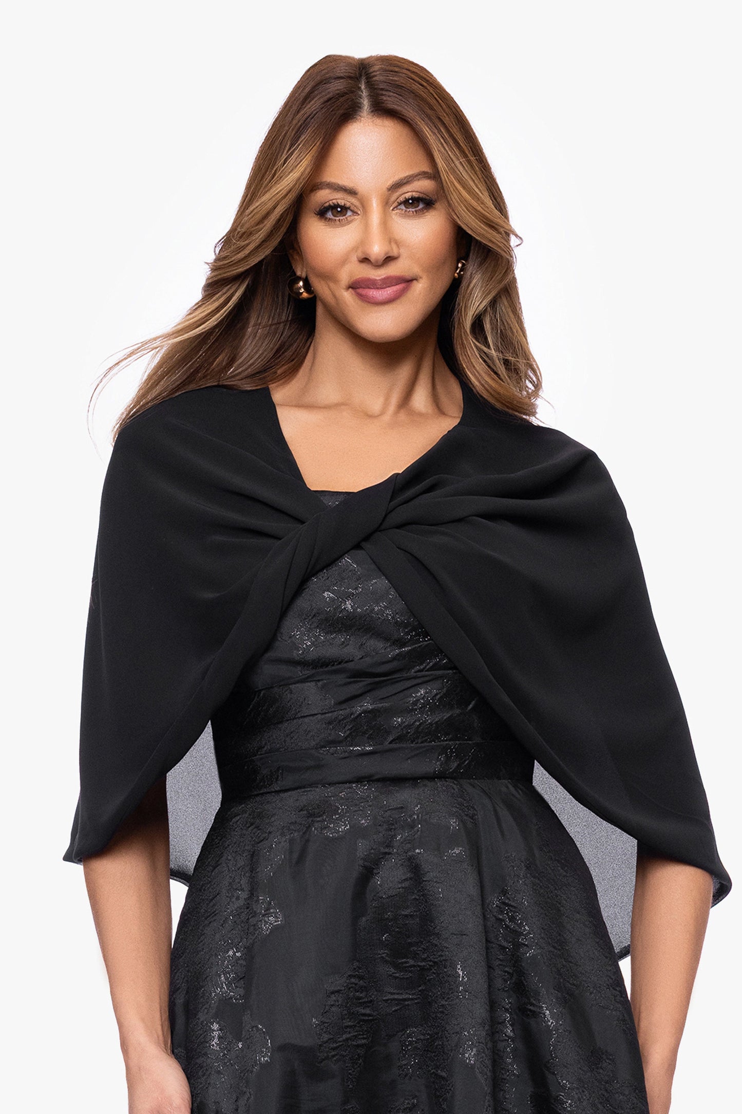 "Nikita" Chiffon Twist Shawl Wrap Black XSCAPE