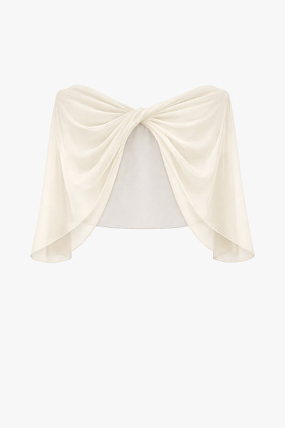 "Nikita" Chiffon Twist Shawl Wrap Ivory XSCAPE