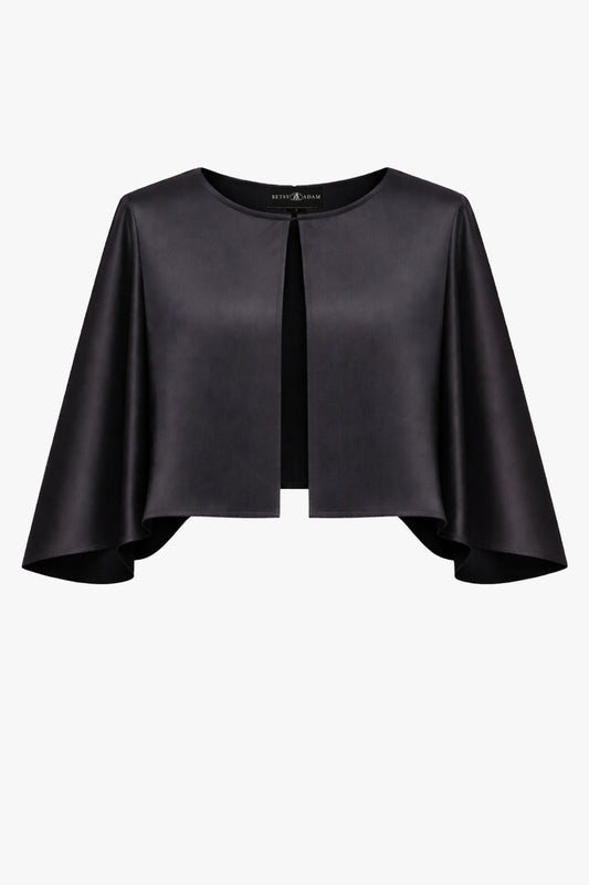 "Bella" Satin Cape Shawl Wrap Black XSCAPE