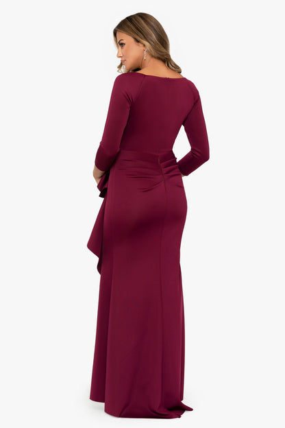 "Lexi" Scuba Crepe Long Sleeve Dress Wine XSCAPE