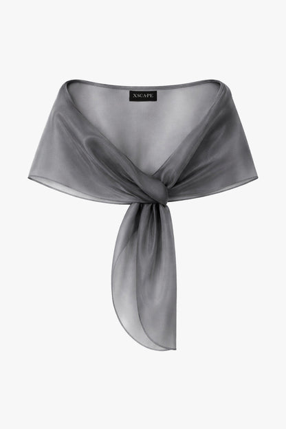 "Joan" Pull Through Organza Shawl Wrap Khaki XSCAPE
