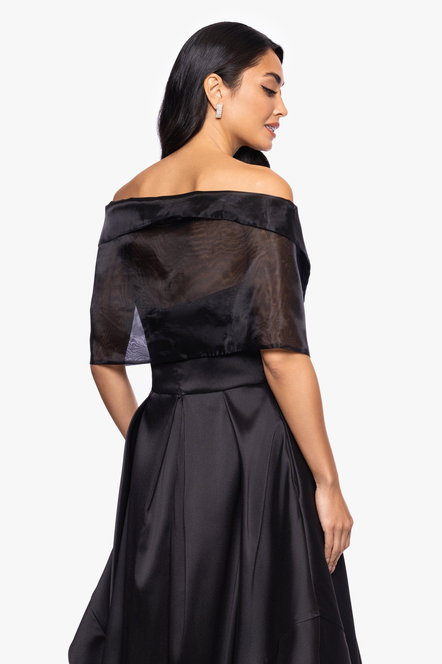 "Joan" Pull Through Organza Shawl Wrap Black XSCAPE