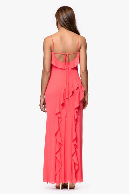 Petite "Summer" Chiffon Ruffle Dress Coral XSCAPE