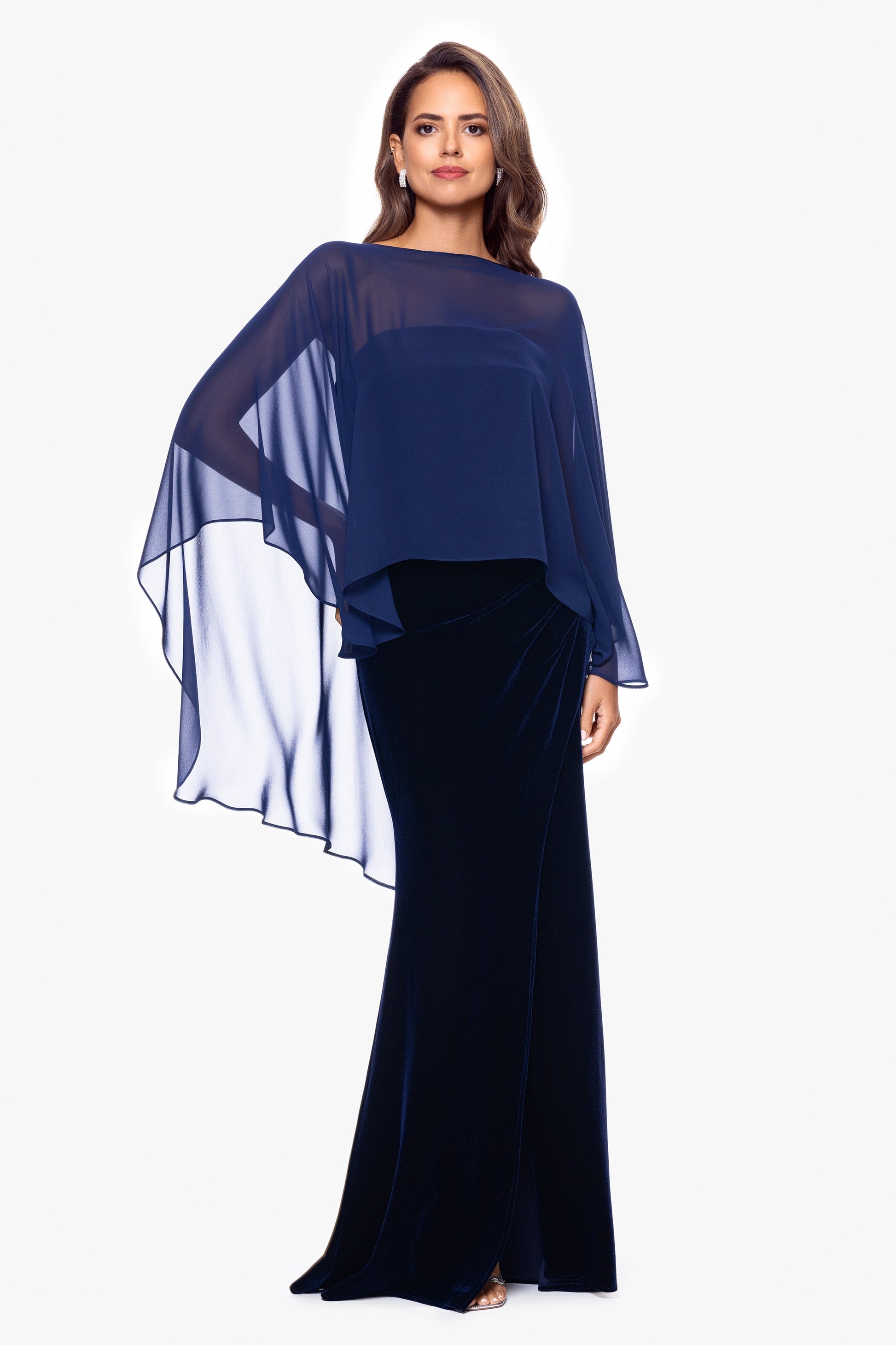 "Bernadette" Chiffon Shawl Wrap Navy XSCAPE