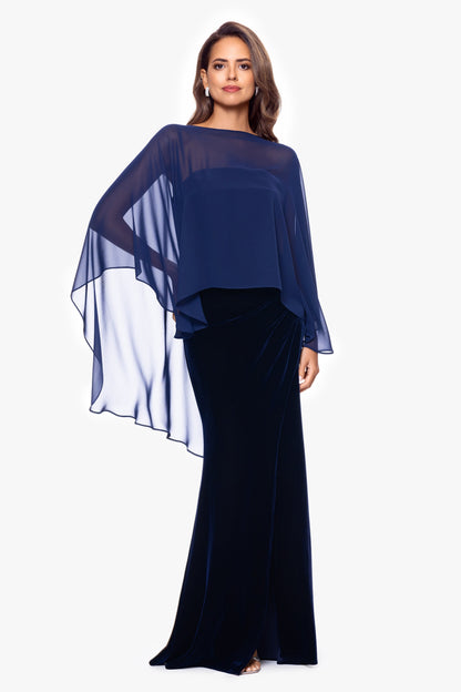 "Bernadette" Chiffon Shawl Wrap Navy XSCAPE