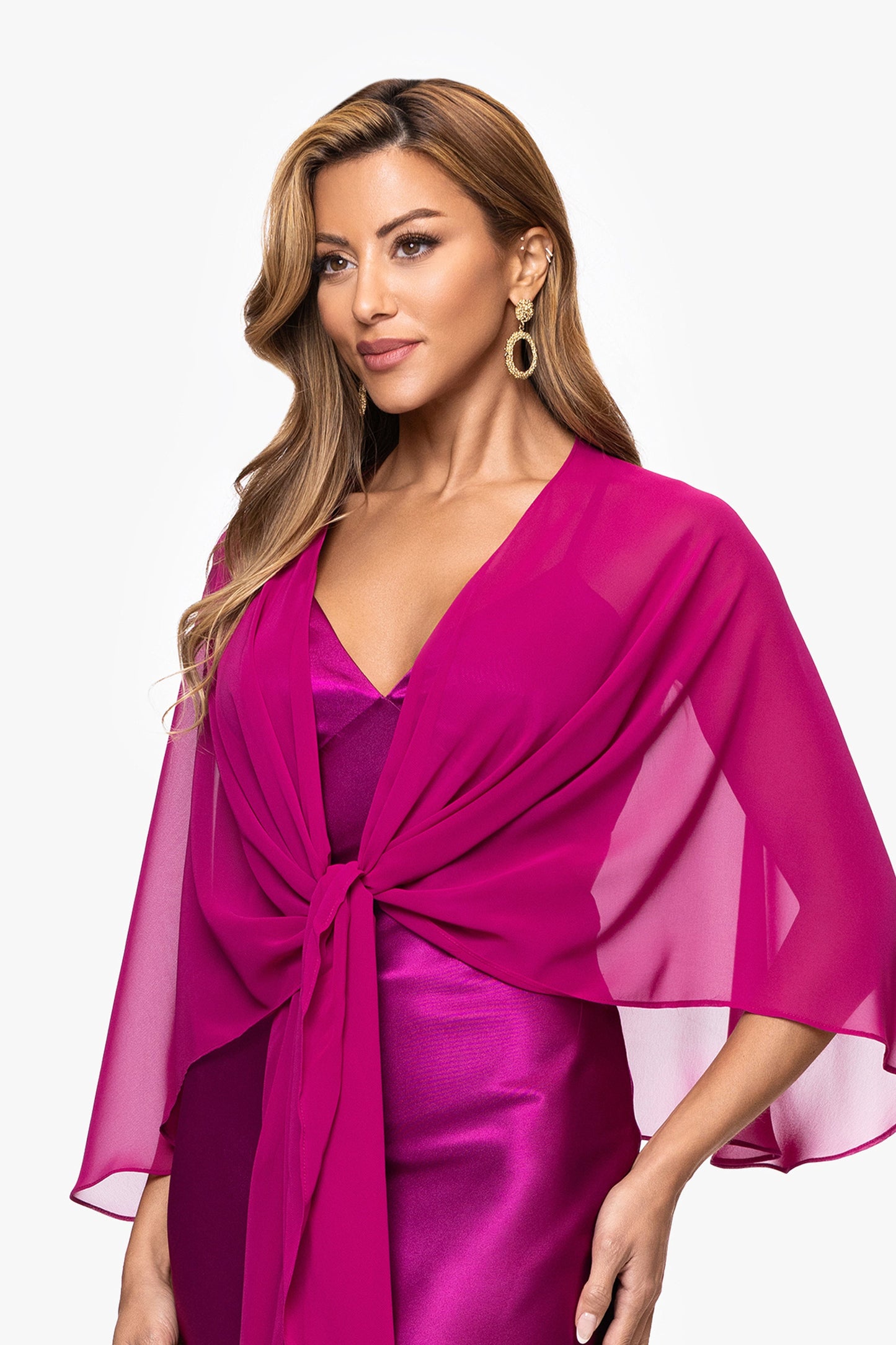 "Bernadette" Chiffon Shawl Wrap Magenta XSCAPE