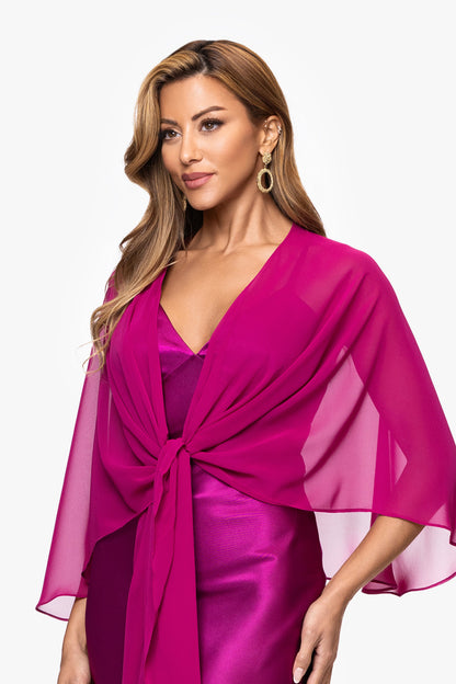 "Bernadette" Chiffon Shawl Wrap Magenta XSCAPE