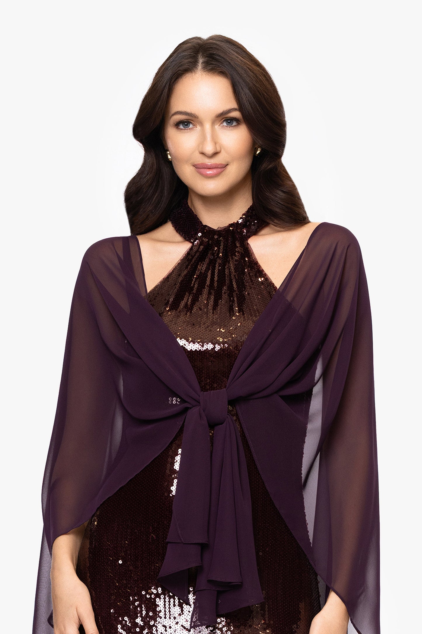 "Bernadette" Chiffon Shawl Wrap Mulberry XSCAPE