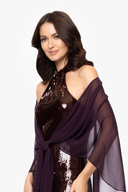 "Bernadette" Chiffon Shawl Wrap Mulberry XSCAPE