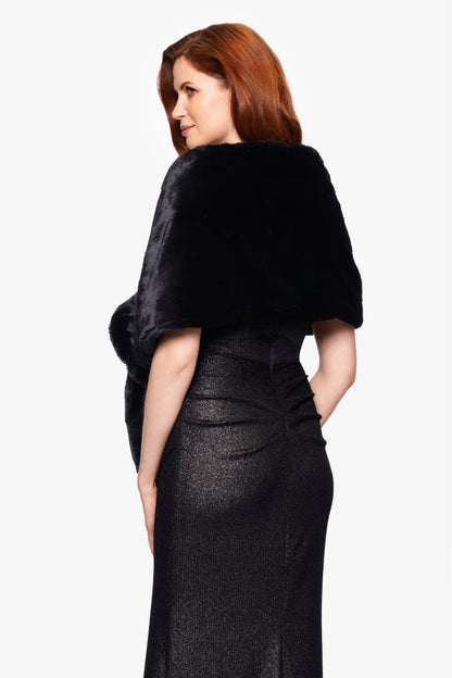 "Francine" Faux Fur Shawl Wrap Black XSCAPE